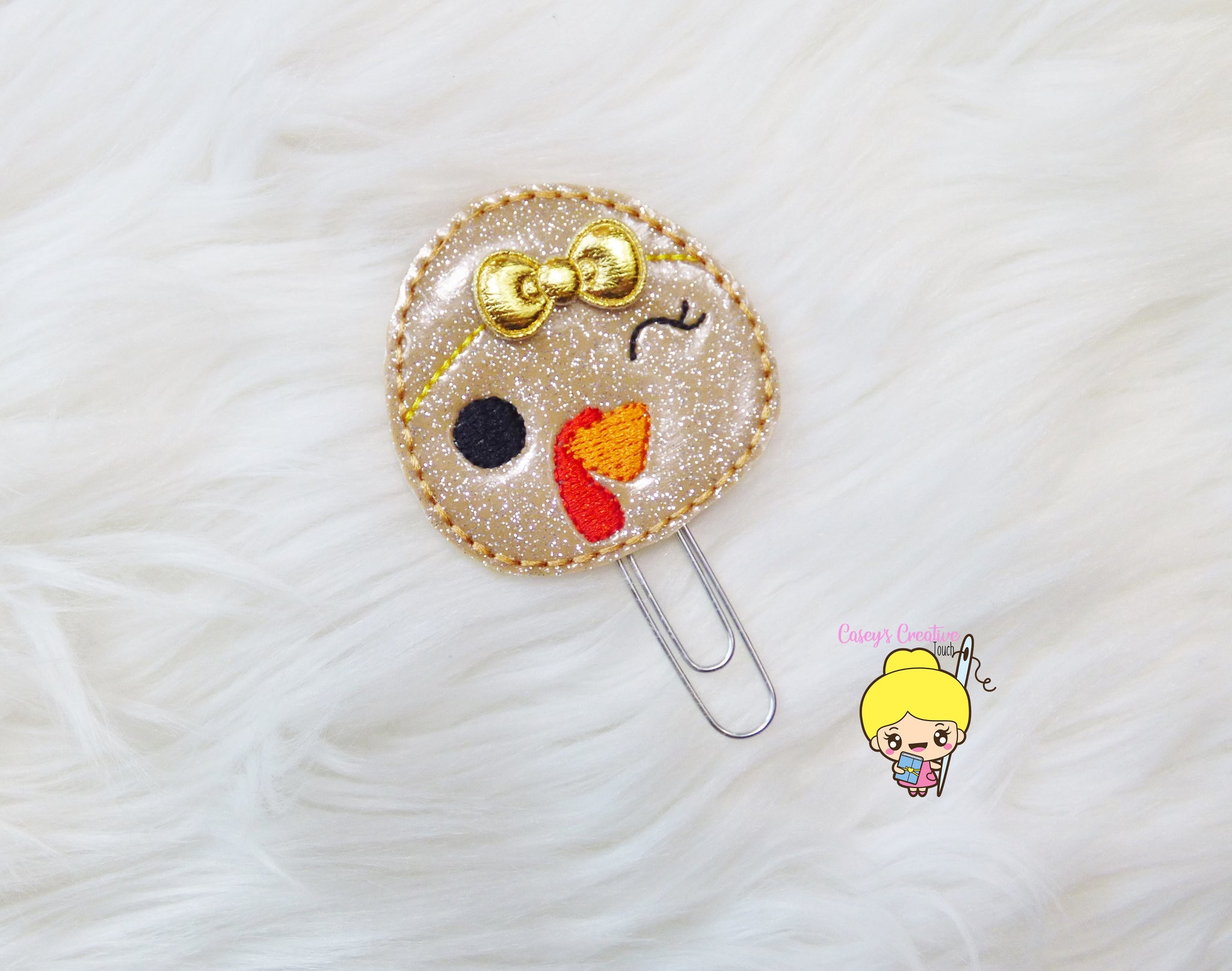 Turkey with Gold Bow Planner Clip
