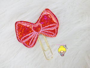 Red Heart Bow Planner Clip