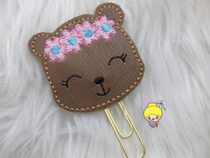 Bear with Floral Crown Planner Clip