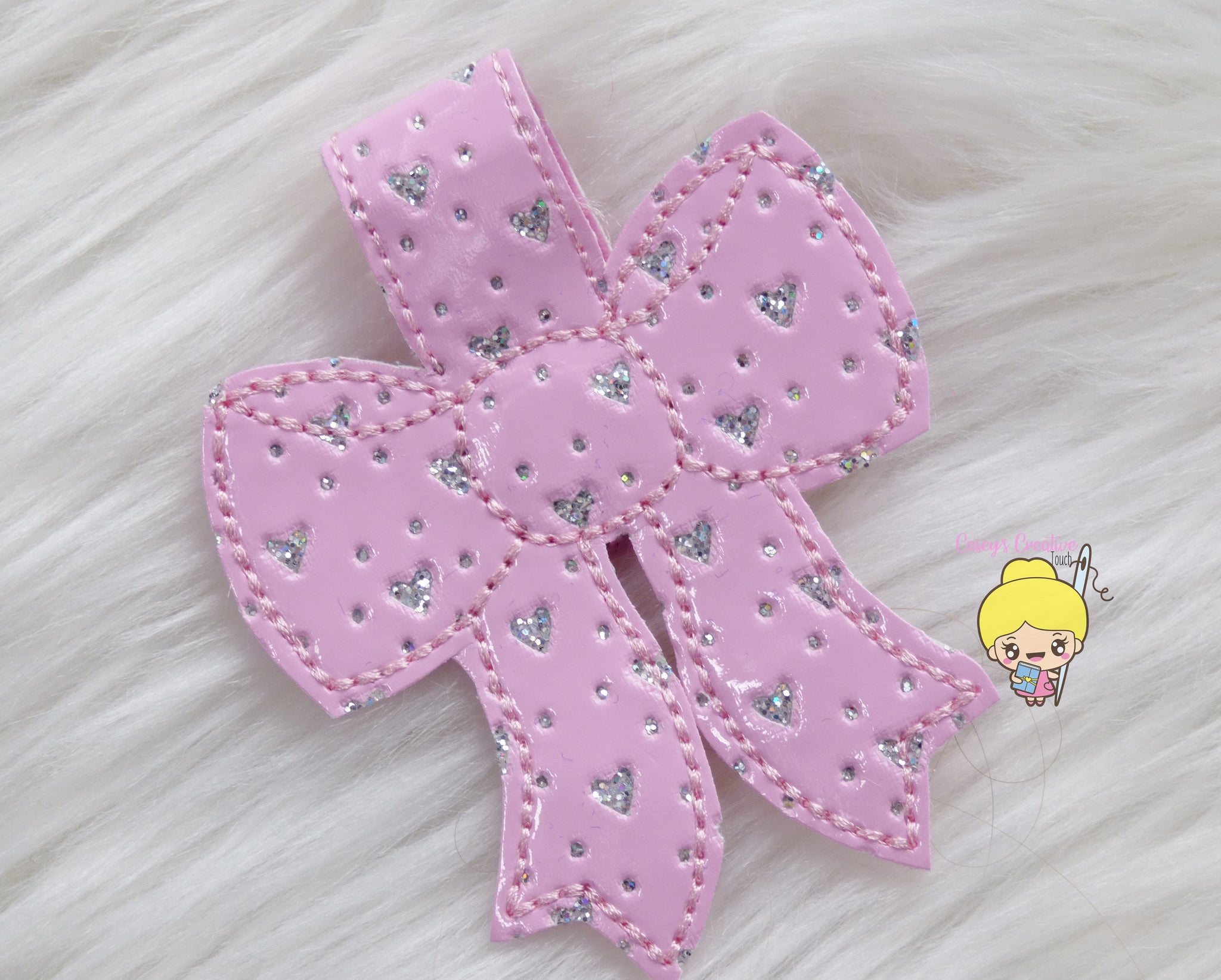 Pink Bow With Glitter Hearts MAGNETIC Page Marker
