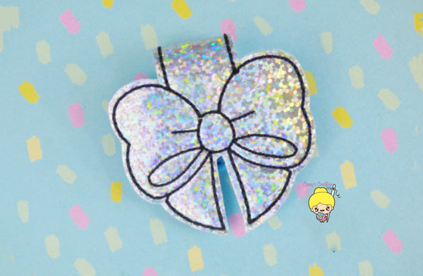 Silver Confetti Bow MAGNETIC page clip
