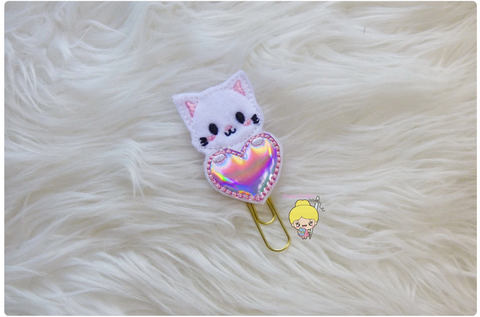 Kitty With Heart Planner Clip