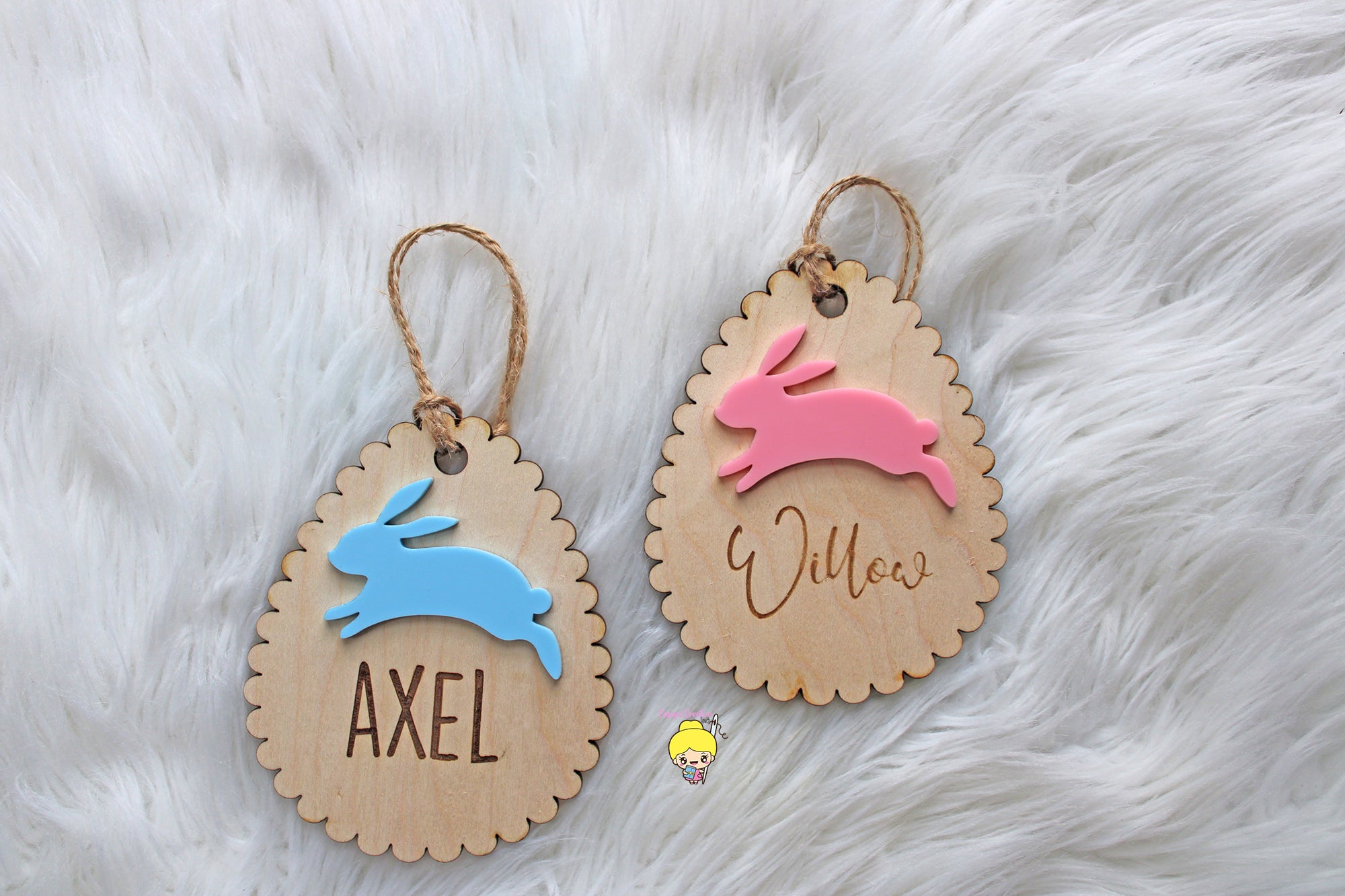 Personalized Scallop Wooden Egg Tag