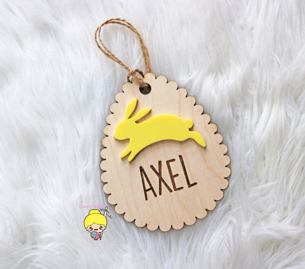 Personalized Scallop Wooden Egg Tag
