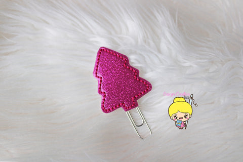 Pink Christmas Tree Planner Clip